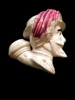 Pipa in terracotta raffigurante testa di soldato bersagliere.Manifattura Dutel Gisclon.Francia.