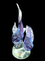 Pair of fish in heavy, bubbling amethyst-colored glass. Flavio Poli