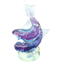 Pair of fish in heavy, bubbling amethyst-colored glass. Flavio Poli