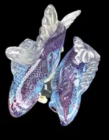 Pair of fish in heavy, bubbling amethyst-colored glass. Flavio Poli