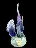 Pair of fish in heavy, bubbling amethyst-colored glass. Flavio Poli
