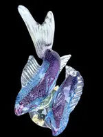 Pair of fish in heavy, bubbling amethyst-colored glass. Flavio Poli