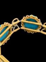 Brass bracelet (with elastic) featuring five oval micro-mosaics with geometric patterns. Rome.