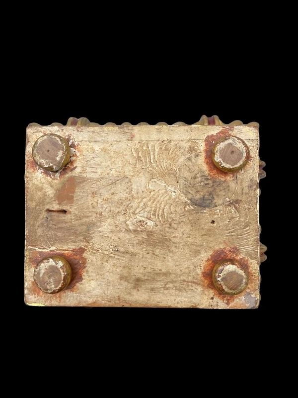 Polychrome wooden sculpture with gold highlights; Madonna wearing a silver crown. Liguria.
