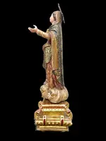 Polychrome wooden sculpture with gold highlights; Madonna wearing a silver crown. Liguria.