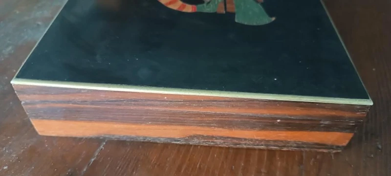 Inlaid wooden game box from the early 1900s