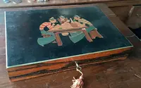 Inlaid wooden game box from the early 1900s