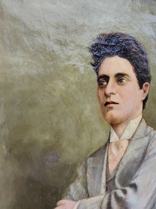 Oil portrait on canvas of the composer Pietro Mascagni, early 1900s
