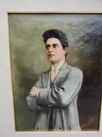 Oil portrait on canvas of the composer Pietro Mascagni, early 1900s