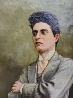 Oil portrait on canvas of the composer Pietro Mascagni, early 1900s