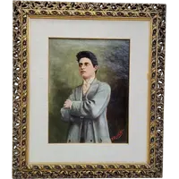 Oil portrait on canvas of the composer Pietro Mascagni, early 1900s