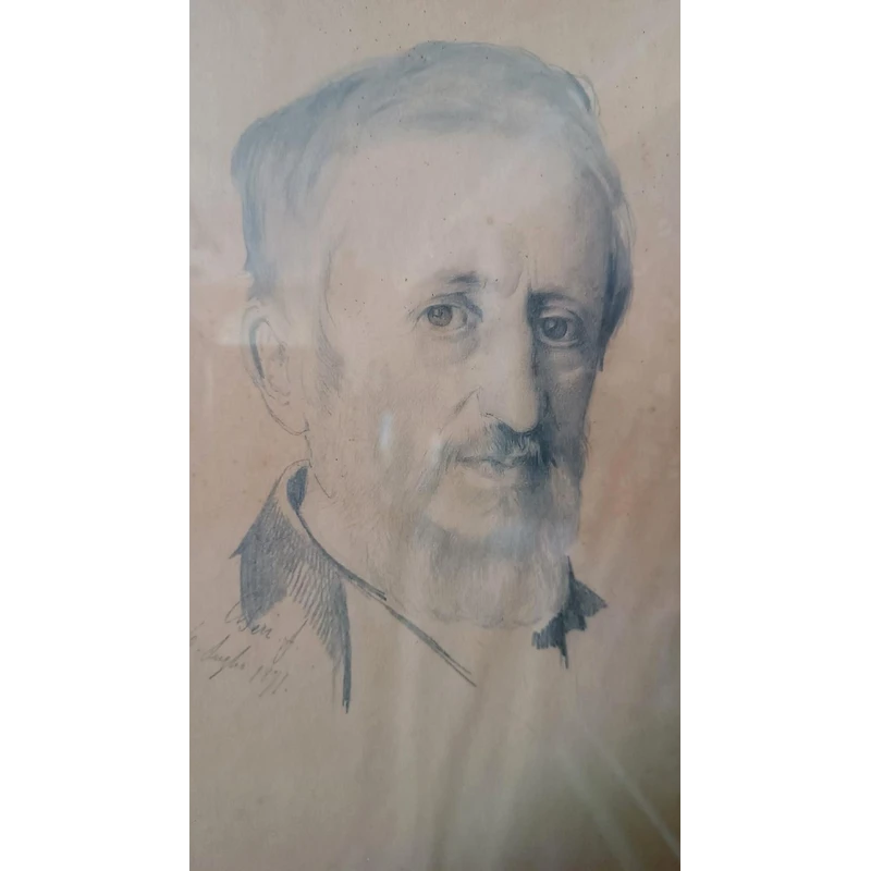 DESSIN AU CRAYON SUR PAPIER - Portrait de Cesare Altoviti - Antonio Ciseri 1871-