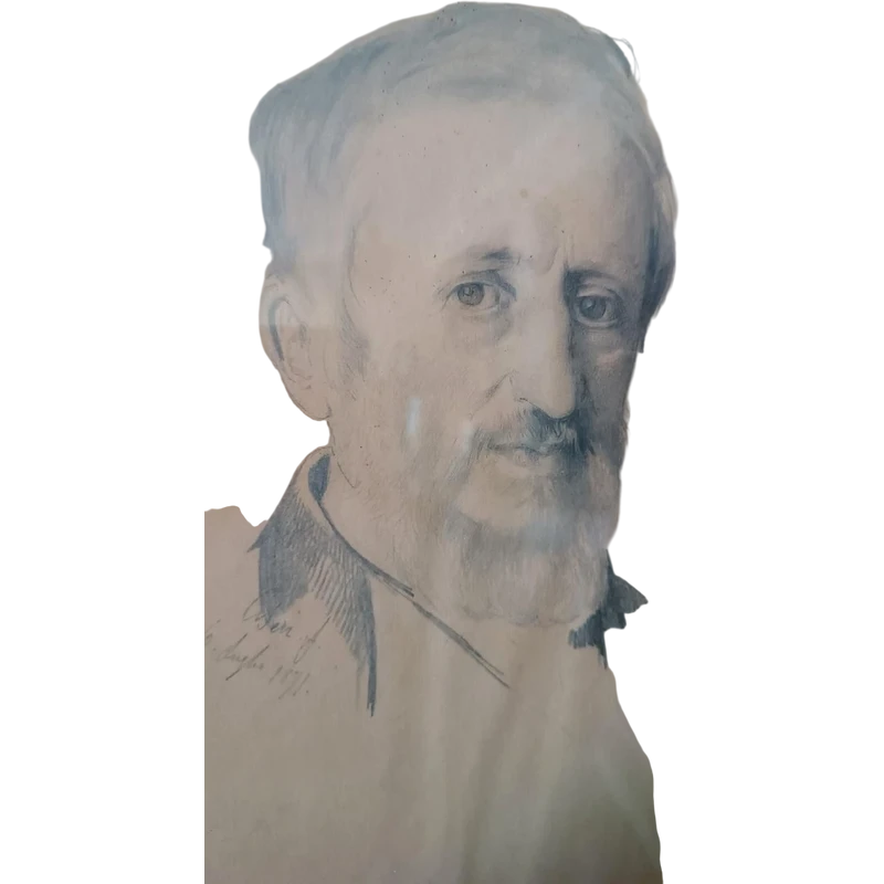 DESSIN AU CRAYON SUR PAPIER - Portrait de Cesare Altoviti - Antonio Ciseri 1871-