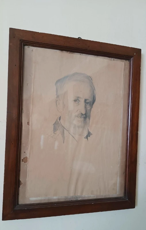 DESSIN AU CRAYON SUR PAPIER - Portrait de Cesare Altoviti - Antonio Ciseri 1871-