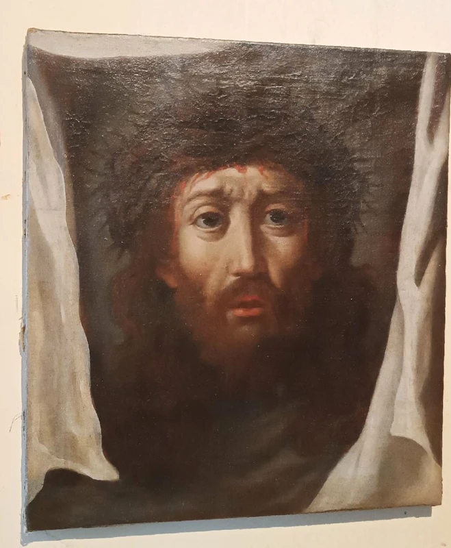 Antique painting - Oil on canvas: Christ and the Veil of Veronica - 18th century
