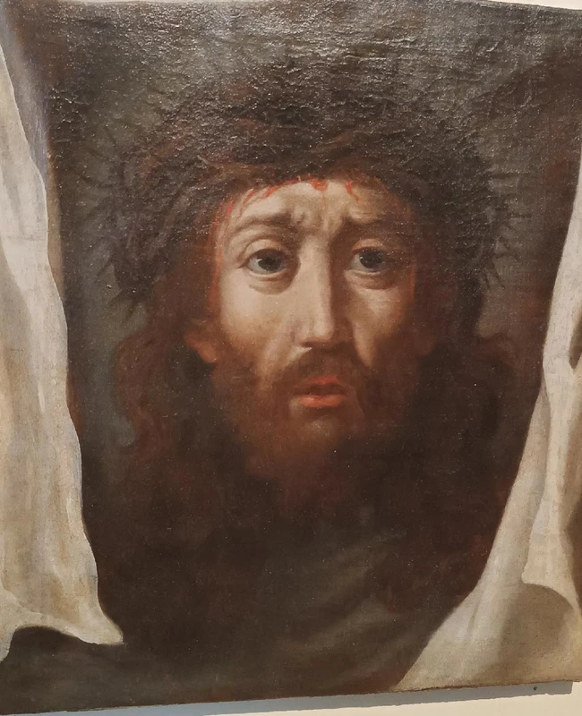 Antique painting - Oil on canvas: Christ and the Veil of Veronica - 18th century