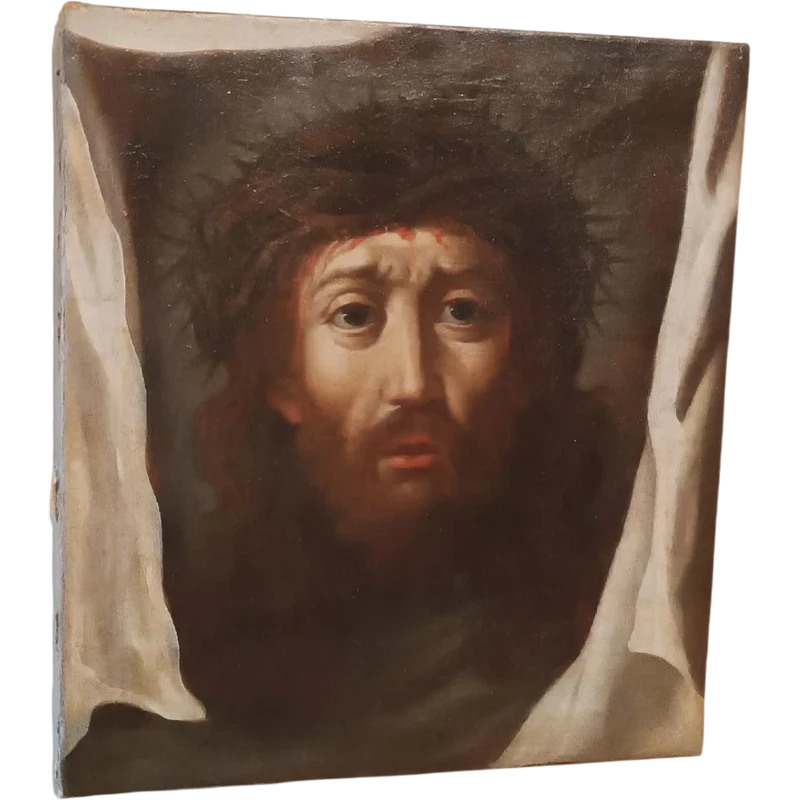 Antique painting - Oil on canvas: Christ and the Veil of Veronica - 18th century
