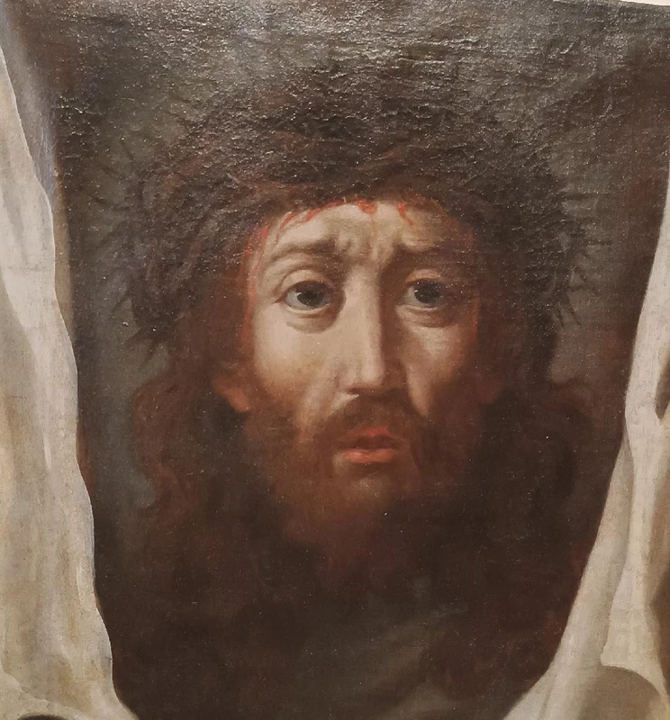 Antique painting - Oil on canvas: Christ and the Veil of Veronica - 18th century