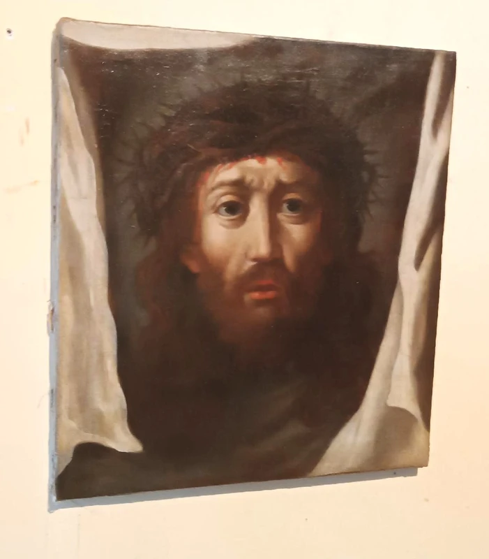 Antique painting - Oil on canvas: Christ and the Veil of Veronica - 18th century