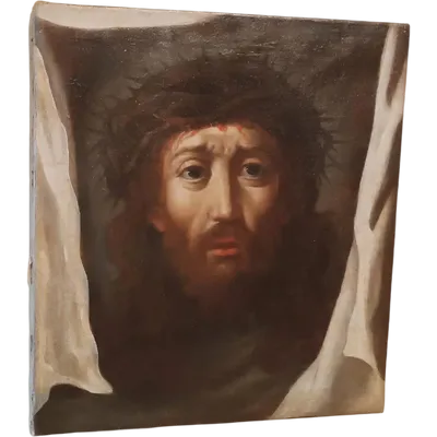 Antique painting - Oil on canvas: Christ and the Veil of Veronica - 18th century