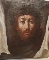 Antique painting - Oil on canvas: Christ and the Veil of Veronica - 18th century