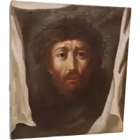 Antique painting - Oil on canvas: Christ and the Veil of Veronica - 18th century