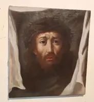 Antique painting - Oil on canvas: Christ and the Veil of Veronica - 18th century