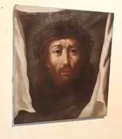 Antique painting - Oil on canvas: Christ and the Veil of Veronica - 18th century