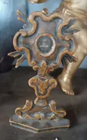Small lacquered wooden reliquary containing an 18th-century relic