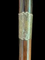 A walking stick with an ivory knob depicting the head of a Molosser dog.