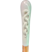 Cane with a spherical ivory knob featuring an intertwined snake engraved in high relief