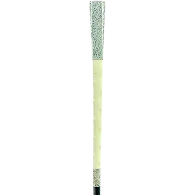 An ivory "evening" cane with tips and embossed silver featuring rocaille motifs