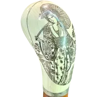 Cane with a spherical ivory knob on one side, engraved with a female figure