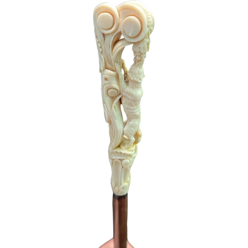 Cane with an ivory knob depicting a fox and grapes