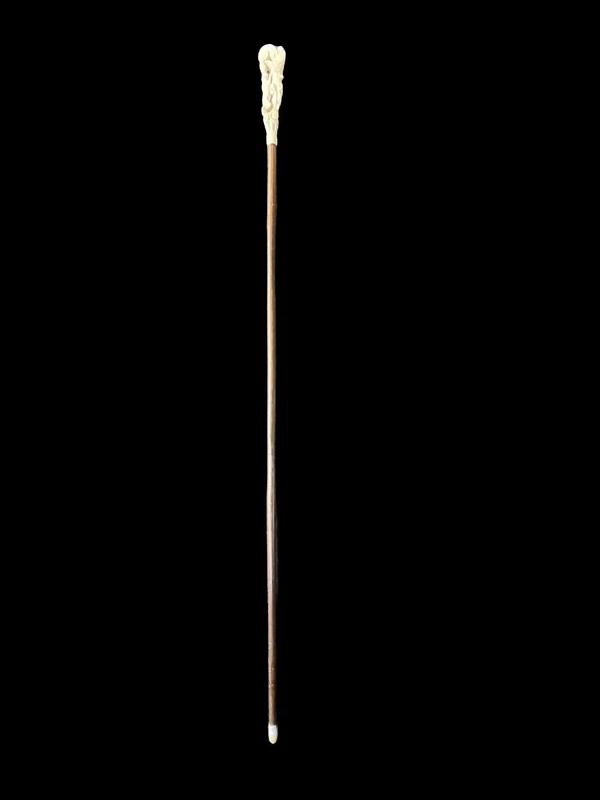 Cane with an ivory knob depicting a fox and grapes