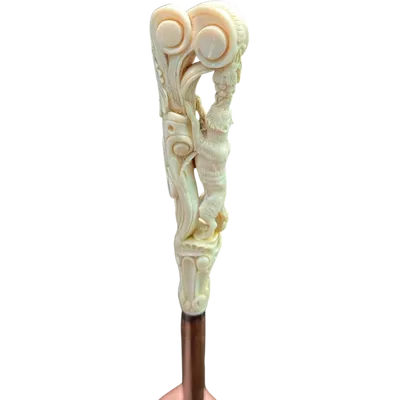 Cane with an ivory knob depicting a fox and grapes