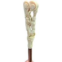 Cane with an ivory knob depicting a fox and grapes