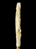 Cane with an ivory knob depicting a fox and grapes