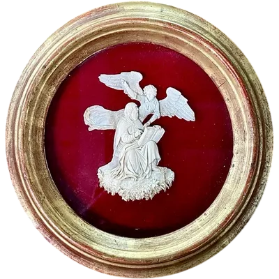 Bas-relief on an ivory plate depicting an angel with Moses (?).