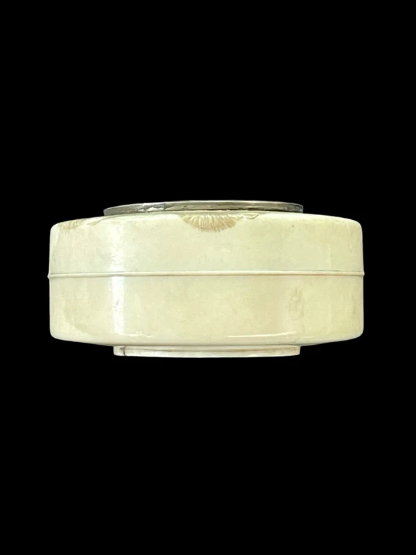 A small ivory box with monkeys engraved on the lid.