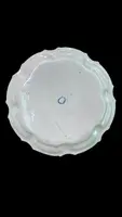 Three majolica plates with scalloped rims and high-fire “Baroque fruit” decoration.