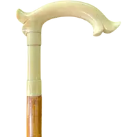 Cane with an ivory tau-shaped handle featuring a stylized rocaille motif.
