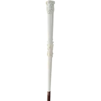 An evening cane with an ivory knob featuring a relief shield and rocaille motifs.