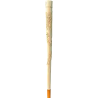 An evening cane with an ivory “plume” knob engraved with lions in bas-relief.