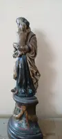 Ancienne sculpture baroque polychrome en bois, Vierge à l'Enfant