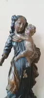 Ancienne sculpture baroque polychrome en bois, Vierge à l'Enfant