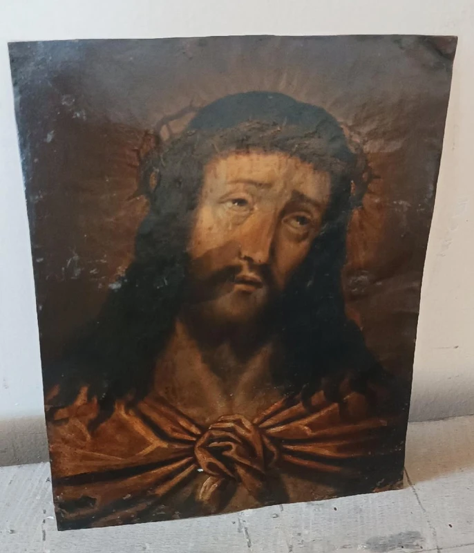 Antique painting on copper, "Ecce Homo"