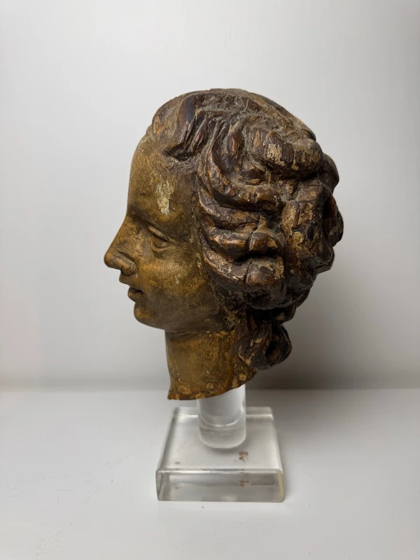 Sculpture en bois représentant une tête d'ange - Gênes (Italie), XVIIe siècle
