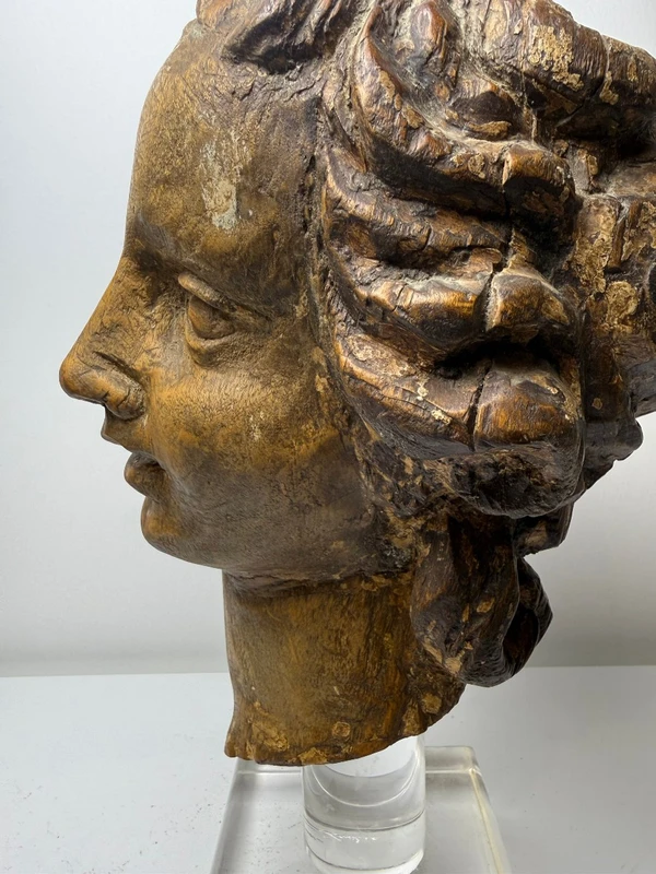 Sculpture en bois représentant une tête d'ange - Gênes (Italie), XVIIe siècle