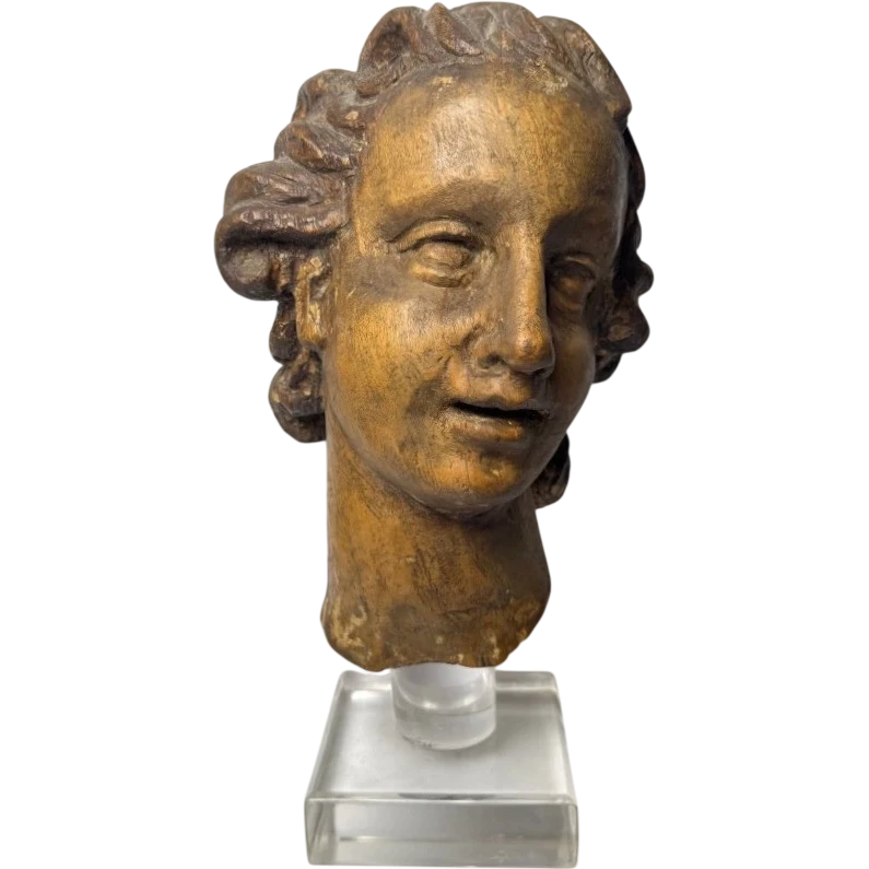 Sculpture en bois représentant une tête d'ange - Gênes (Italie), XVIIe siècle